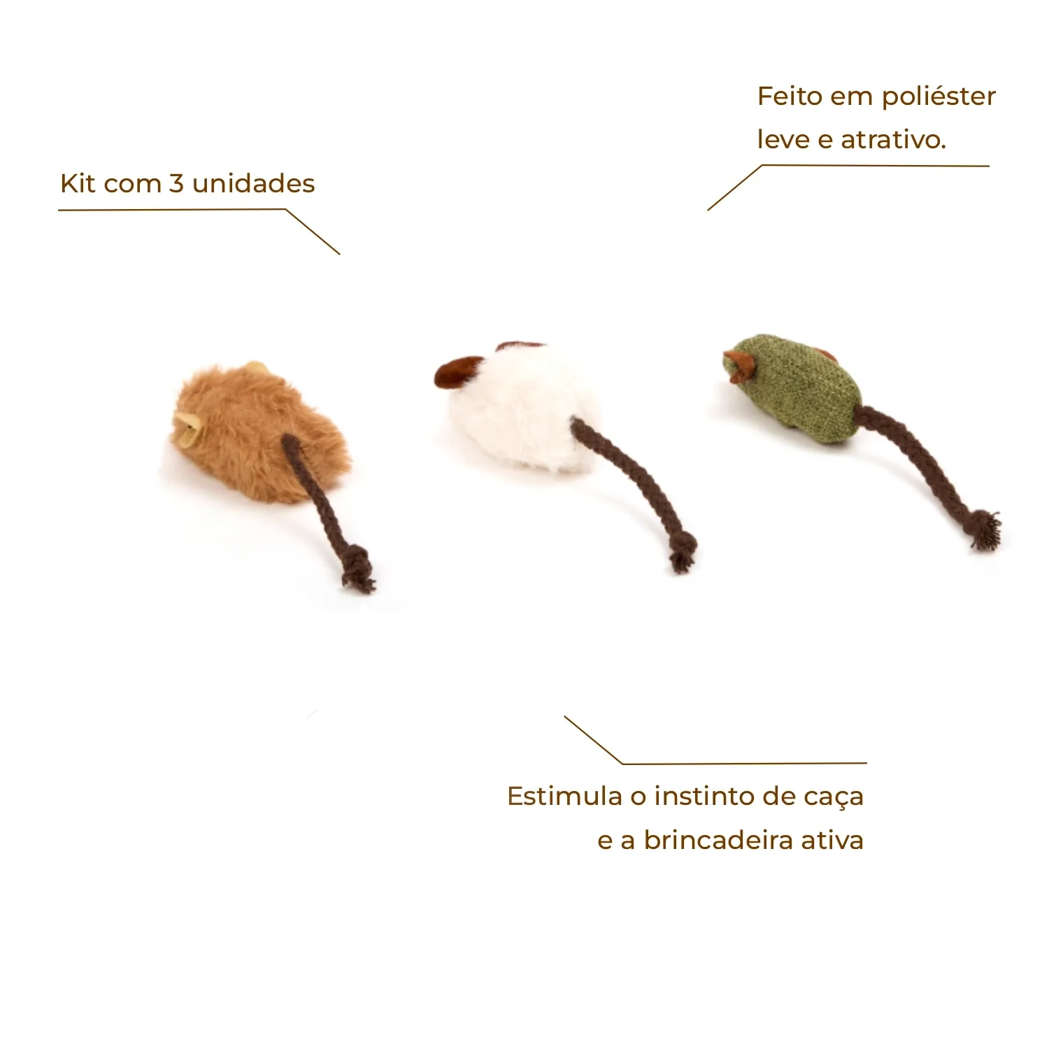 Kit Brinquedo para Gatos Ratinho 3 Unidades Flicks Kit Brinquedo para Gatos Ratinho 3 Unidades Flicks